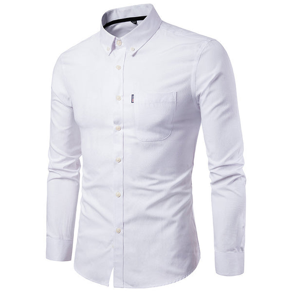 Men's Shirts Korean Men Slim Long Sleeve Dress Shirt